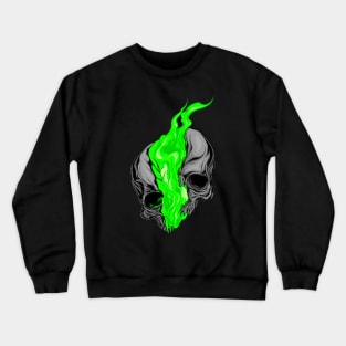 green flaming skull Crewneck Sweatshirt